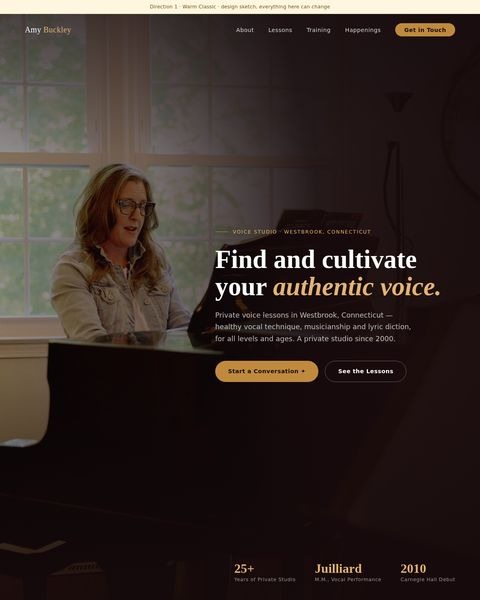 Warm Classic — website direction 1