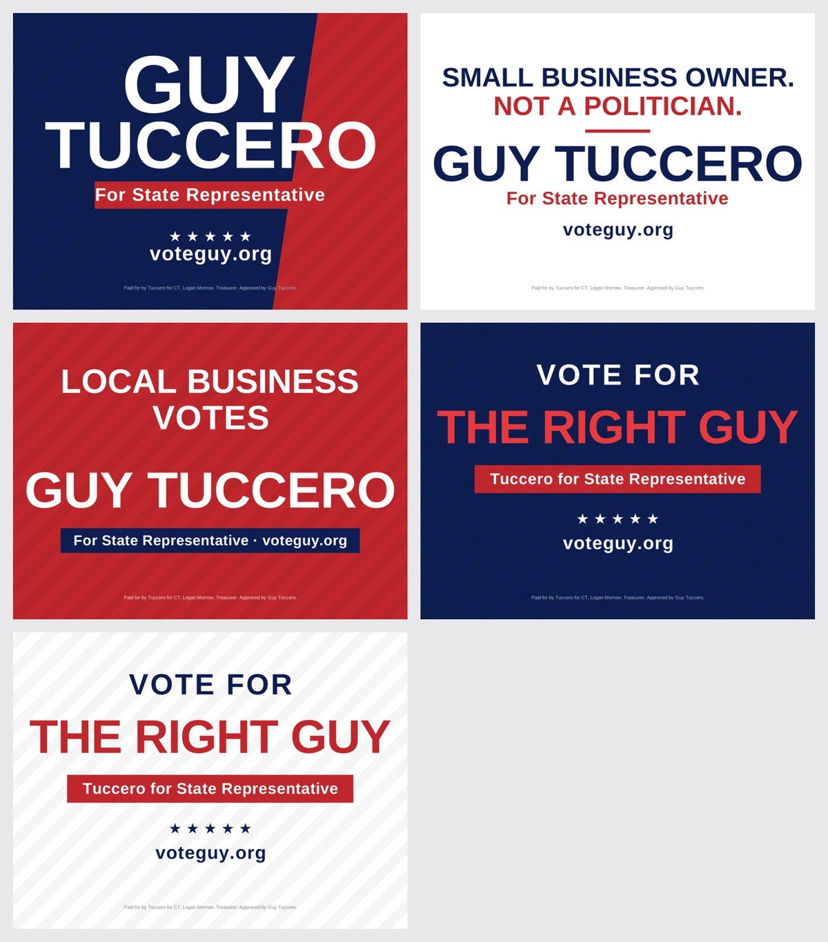 Guy Tuccero campaign yard signs, Connecticut